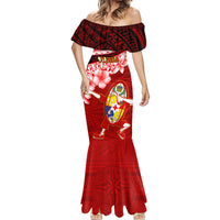 Tonga Rugby Mermaid Dress Ikale Tahi Tongan Ngatu Pattern With Dabbing Ball - Wonder Print Shop