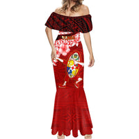 Tonga Rugby Mermaid Dress Ikale Tahi Tongan Ngatu Pattern With Dabbing Ball - Wonder Print Shop