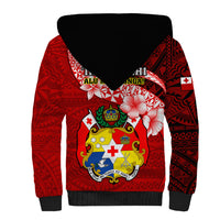 Tonga Rugby Sherpa Hoodie Ikale Tahi Tongan Ngatu Pattern With Dabbing Ball - Wonder Print Shop