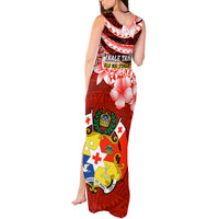 Tonga Rugby Tank Maxi Dress Ikale Tahi Tongan Ngatu Pattern With Dabbing Ball - Wonder Print Shop