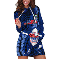 Custom Samoa Rugby Hoodie Dress Manu Samoa Ula Fala Dabbing Ball Polynesian Blue Version - Wonder Print Shop