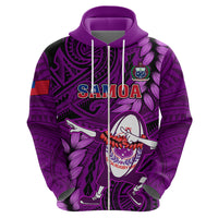 Samoa Rugby Hoodie Manu Samoa Ula Fala Dabbing Ball Polynesian Purple Version - Wonder Print Shop