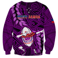 Samoa Rugby Sweatshirt Manu Samoa Ula Fala Dabbing Ball Polynesian Purple Version - Wonder Print Shop