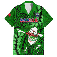 Samoa Rugby Family Matching Tank Maxi Dress and Hawaiian Shirt Manu Samoa Ula Fala Dabbing Ball Polynesian Green Version - Wonder Print Shop