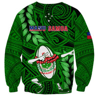 Samoa Rugby Sweatshirt Manu Samoa Ula Fala Dabbing Ball Polynesian Green Version - Wonder Print Shop