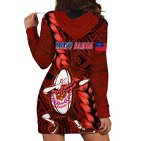 Samoa Rugby Hoodie Dress Manu Samoa Ula Fala Dabbing Ball Polynesian Red Version - Wonder Print Shop