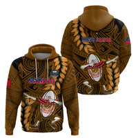 Samoa Rugby Hoodie Manu Samoa Ula Fala Dabbing Ball Polynesian Gold Version - Wonder Print Shop