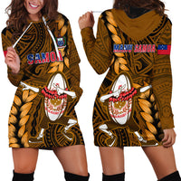 Samoa Rugby Hoodie Dress Manu Samoa Ula Fala Dabbing Ball Polynesian Gold Version - Wonder Print Shop