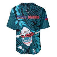 Samoa Rugby Baseball Jersey Manu Samoa Ula Fala Dabbing Ball Polynesian Turquoise Version - Wonder Print Shop