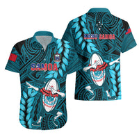 Samoa Rugby Hawaiian Shirt Manu Samoa Ula Fala Dabbing Ball Polynesian Turquoise Version - Wonder Print Shop