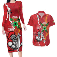 Guyana and Trinbago Cricket Custom Couples Matching Long Sleeve Bodycon Dress and Hawaiian Shirt Amazon Warriors Knight Riders Together - Wonder Print Shop