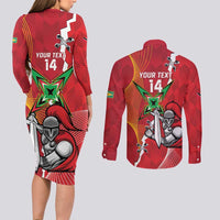 Guyana and Trinbago Cricket Custom Couples Matching Long Sleeve Bodycon Dress and Long Sleeve Button Shirt Amazon Warriors Knight Riders Together - Wonder Print Shop