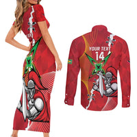 Guyana and Trinbago Cricket Custom Couples Matching Short Sleeve Bodycon Dress and Long Sleeve Button Shirt Amazon Warriors Knight Riders Together - Wonder Print Shop