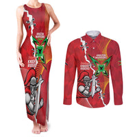 Guyana and Trinbago Cricket Custom Couples Matching Tank Maxi Dress and Long Sleeve Button Shirt Amazon Warriors Knight Riders Together - Wonder Print Shop