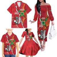 Guyana and Trinbago Cricket Custom Family Matching Off The Shoulder Long Sleeve Dress and Hawaiian Shirt Amazon Warriors Knight Riders Together - Wonder Print Shop