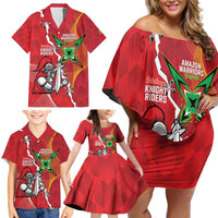 Guyana and Trinbago Cricket Custom Family Matching Off Shoulder Short Dress and Hawaiian Shirt Amazon Warriors Knight Riders Together - Wonder Print Shop