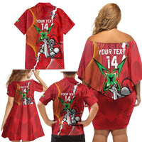 Guyana and Trinbago Cricket Custom Family Matching Off Shoulder Short Dress and Hawaiian Shirt Amazon Warriors Knight Riders Together - Wonder Print Shop