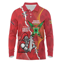 Guyana and Trinbago Cricket Custom Long Sleeve Polo Shirt Amazon Warriors Knight Riders Together - Wonder Print Shop