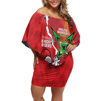 Guyana and Trinbago Cricket Custom Off Shoulder Short Dress Amazon Warriors Knight Riders Together - Wonder Print Shop