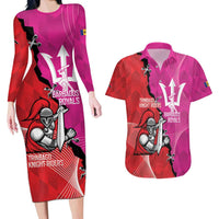 Barbados and Trinbago Cricket Personalized Couples Matching Long Sleeve Bodycon Dress and Hawaiian Shirt Royals Knight Riders Together - Wonder Print Shop