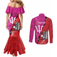 Barbados and Trinbago Cricket Personalized Couples Matching Mermaid Dress and Long Sleeve Button Shirt Royals Knight Riders Together - Wonder Print Shop