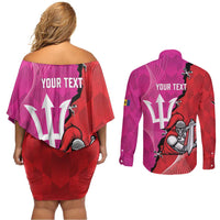 Barbados and Trinbago Cricket Personalized Couples Matching Off Shoulder Short Dress and Long Sleeve Button Shirt Royals Knight Riders Together - Wonder Print Shop
