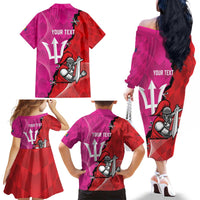 Barbados and Trinbago Cricket Personalized Family Matching Off The Shoulder Long Sleeve Dress and Hawaiian Shirt Royals Knight Riders Together - Wonder Print Shop
