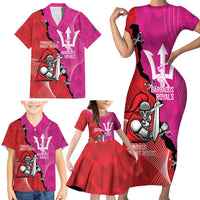 Barbados and Trinbago Cricket Personalized Family Matching Short Sleeve Bodycon Dress and Hawaiian Shirt Royals Knight Riders Together - Wonder Print Shop