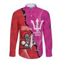 Barbados and Trinbago Cricket Personalized Long Sleeve Button Shirt Royals Knight Riders Together - Wonder Print Shop
