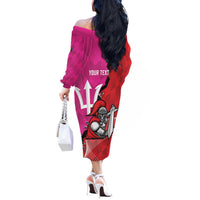 Barbados and Trinbago Cricket Personalized Off The Shoulder Long Sleeve Dress Royals Knight Riders Together - Wonder Print Shop