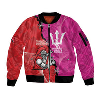Barbados and Trinbago Cricket Personalized Sleeve Zip Bomber Jacket Royals Knight Riders Together - Wonder Print Shop