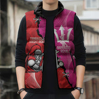 Barbados and Trinbago Cricket Personalized Sleeveless Puffer Jacket Royals Knight Riders Together - Wonder Print Shop