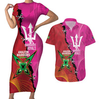 Barbados and Guyana Cricket Personalized Couples Matching Short Sleeve Bodycon Dress and Hawaiian Shirt Royals Amazon Warriors Together - Wonder Print Shop
