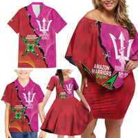 Barbados and Guyana Cricket Personalized Family Matching Off Shoulder Short Dress and Hawaiian Shirt Royals Amazon Warriors Together - Wonder Print Shop