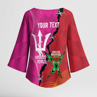 Barbados and Guyana Cricket Personalized Kimono Sleeve Blouse Royals Amazon Warriors Together - Wonder Print Shop