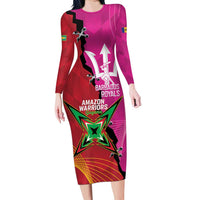Barbados and Guyana Cricket Personalized Long Sleeve Bodycon Dress Royals Amazon Warriors Together - Wonder Print Shop