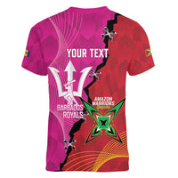 Barbados and Guyana Cricket Personalized Women V-Neck T-Shirt Royals Amazon Warriors Together - Wonder Print Shop