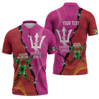 Barbados and Guyana Cricket Personalized Zipper Polo Shirt Royals Amazon Warriors Together - Wonder Print Shop