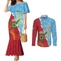 Saint Lucia and Guyana Cricket Personalized Couples Matching Mermaid Dress and Long Sleeve Button Shirt Kings Amazon Warriors Together - Wonder Print Shop