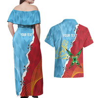 Saint Lucia and Guyana Cricket Personalized Couples Matching Off Shoulder Maxi Dress and Hawaiian Shirt Kings Amazon Warriors Together - Wonder Print Shop