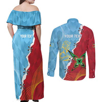 Saint Lucia and Guyana Cricket Personalized Couples Matching Off Shoulder Maxi Dress and Long Sleeve Button Shirt Kings Amazon Warriors Together - Wonder Print Shop