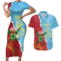 Saint Lucia and Guyana Cricket Personalized Couples Matching Short Sleeve Bodycon Dress and Hawaiian Shirt Kings Amazon Warriors Together - Wonder Print Shop