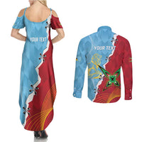 Saint Lucia and Guyana Cricket Personalized Couples Matching Summer Maxi Dress and Long Sleeve Button Shirt Kings Amazon Warriors Together - Wonder Print Shop