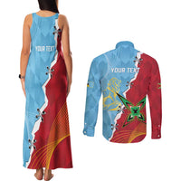 Saint Lucia and Guyana Cricket Personalized Couples Matching Tank Maxi Dress and Long Sleeve Button Shirt Kings Amazon Warriors Together - Wonder Print Shop