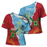 Saint Lucia and Guyana Cricket Personalized Cross Shoulder Shirt Kings Amazon Warriors Together - Wonder Print Shop