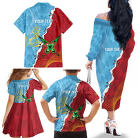 Saint Lucia and Guyana Cricket Personalized Family Matching Off The Shoulder Long Sleeve Dress and Hawaiian Shirt Kings Amazon Warriors Together - Wonder Print Shop