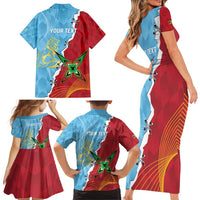 Saint Lucia and Guyana Cricket Personalized Family Matching Short Sleeve Bodycon Dress and Hawaiian Shirt Kings Amazon Warriors Together - Wonder Print Shop