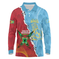 Saint Lucia and Guyana Cricket Personalized Long Sleeve Polo Shirt Kings Amazon Warriors Together - Wonder Print Shop
