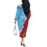 Saint Lucia and Guyana Cricket Personalized Off The Shoulder Long Sleeve Dress Kings Amazon Warriors Together - Wonder Print Shop