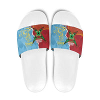 Saint Lucia and Guyana Cricket Personalized Slide Sandals Kings Amazon Warriors Together - Wonder Print Shop